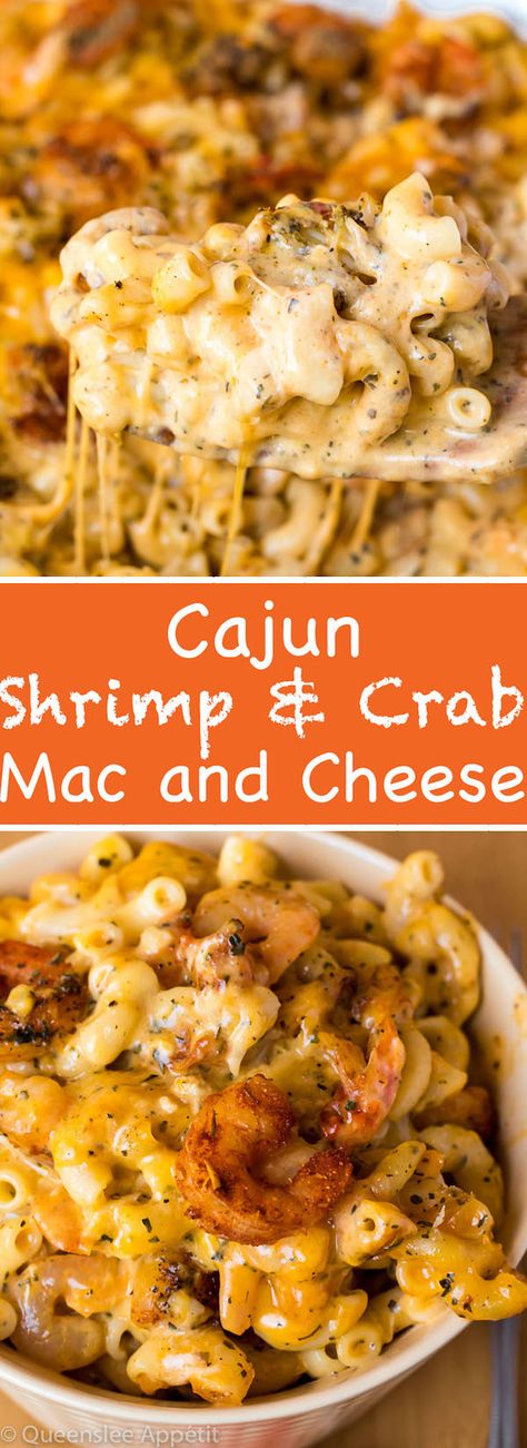 Cajun Shrimp and Crab Mac and Cheese ~ Recipe | Queenslee Appétit Crab Mac And Cheese, Resep Pasta, Cajun Shrimp, Pescatarian Recipes, Shrimp Dishes, Cajun Recipes, Seafood Dinner, Idee Pasto Sano, Samosa