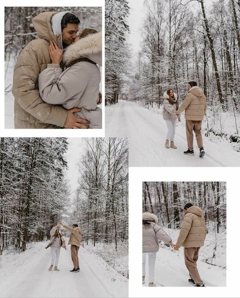 Winter Photoshoot Ideas Couple, Couple Pics In Snow, Couple Picture Ideas Winter, Couples Snow Pictures, Couple Winter Pictures, Winter Photography Couples, Snow Photoshoot Couple, Couple Snow Pictures, Snow Photography Ideas