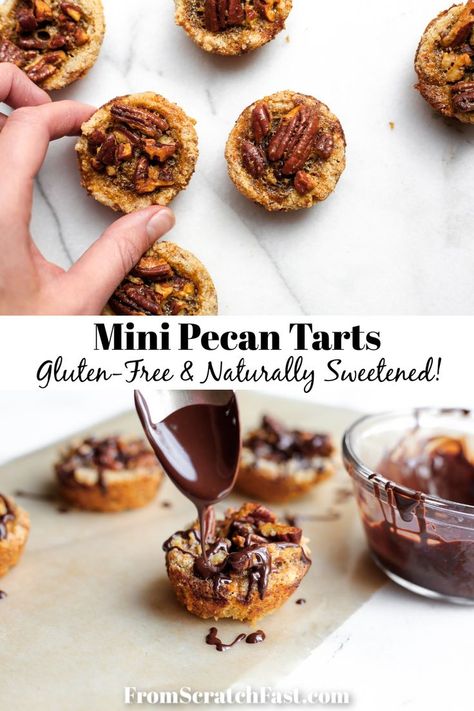 Mini Pecan Tarts, Pecan Tarts Mini, Gluten Free Pecan, Pecan Filling, Gluten Free Christmas Cookies, Pecan Tarts, Fast Recipes, Maple Pecan, Free Snacks