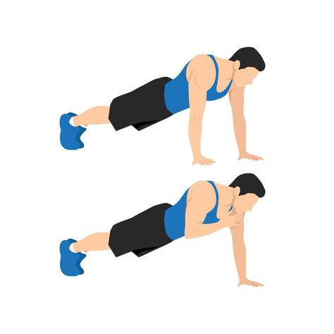 Shoulder Taps Exercise, Shoulder Taps, Plank Shoulder Taps, Flat Vector Illustration, Flat Vector, Back To Basics, Abs Workout, Pilates, White Background