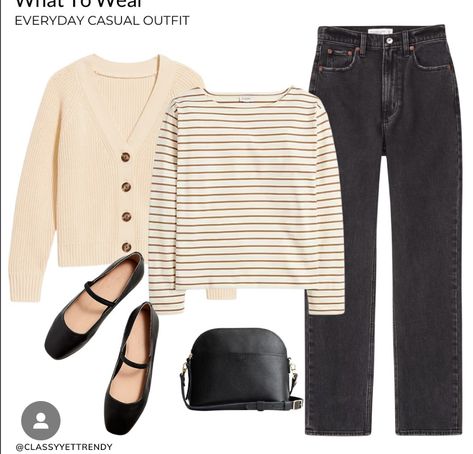 Striped Sweater Outfit Fall, Capsule Wardrobe French Style, Striped Sweater Outfit, White Jacket Women, Black Pants Outfit, Classy Yet Trendy, Minimalist Capsule Wardrobe, Winter Capsule Wardrobe, Spring Capsule Wardrobe