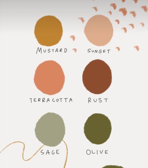 Rust Olive Color Palette, Colour Palette Mustard Yellow, Mustard Rust Color Palette, Mustard Sunset Terracotta Rust Sage Olive, Ochre Colour Palette, Rust Colour Palette, 30s House, Mustard Color Scheme, Color Families