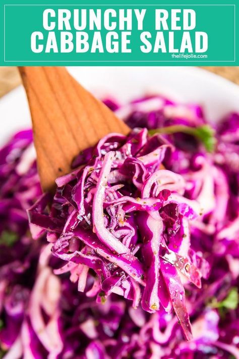 Red Cabbage Salad Dressing, Asian Purple Cabbage Recipe, Cabbage Vinegar Salad, Recipes For Purple Cabbage, Red Cabbage Recipes Salad, Purple Cabbage Recipe Salad, Red Cabbage Salad Recipes, Purple Cabbage Salad Recipe, Purple Cabbage Salad