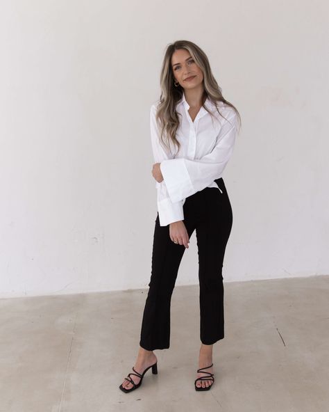 Black Slacks White Button Up Women, Black Slacks, White Button Up, Los Angeles Style, Zara Pants, White Outfits, Who What Wear, Costume Design, Affordable Fashion