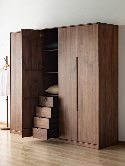 Walnut Wardrobe, Small Bedroom Makeover, Wooden Wardrobe Design, Mens Bedroom Decor, Bedroom Wardrobe Design, Wooden Closet, Small Apartment Interior, Modern Cupboard Design, Wardrobe Designs