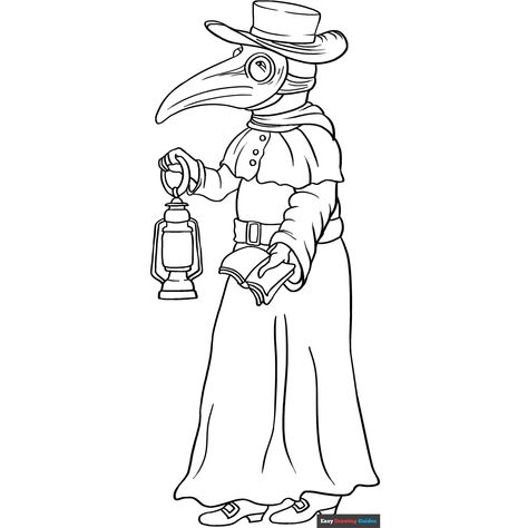 Free Plague Doctor Coloring Page for Kids Halloween Unit Study, Scary Halloween Coloring Pages, Scary Coloring Pages, Halloween Coloring Pages For Kids, Scary Scarecrow, Jack Skellington Faces, People Coloring Pages, Bible Drawing, Free Printable Coloring Sheets