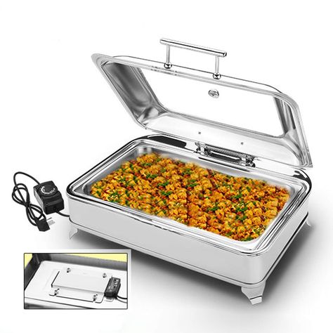 PRICES MAY VARY. Keeps Food Warm All Day -Add proper amount of hot water in the basin, place food into each of the trays and adjust the temp to the desired heat. Then your guests will enjoy the hot food for a long time, avoid frequent heating and affect the food Original flavor. Electric heating plate heating-The Chafing Dish adopts electric heating plate heating, temperature adjustable, 400W power, thick aluminum alloy plate and excellent circuit design, rapid heat conduction, and can be used s Wedding Buffet Food, Food Buffet, Chafing Dish, Buffet Set, Kitchen Organisation, Buffet Server, Keep Food Warm, Hot Food, Chafing Dishes