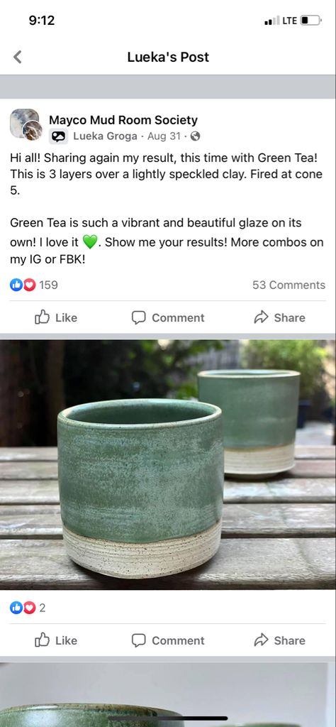 Green Glazes For Pottery, Green Tea Glaze Combinations, Mayco Green Tea, Glaze Combinations, Glaze Combos, Glaze Ideas, Pottery Glaze, Ceramic Glaze Recipes, Speckled Clay