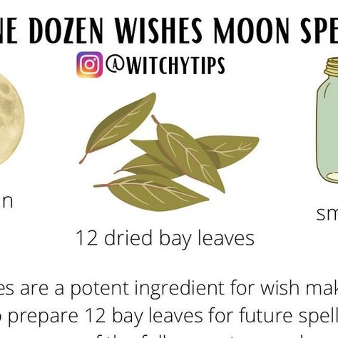 Tips for Witches Everywhere! ✨ on Instagram: "Moon charged bay leaves! 🌿 As the full moon approaches in a few days, here is a simple bay leaf spell prep. The Full Wolf Moon post is coming tomorrow, keep an eye out. 👀🐺" Bay Leaf Spell, Full Wolf Moon, New Moon Intentions, Moon Intentions, Bay Leaf, Wolf Moon, Bay Leaves, January 22, The Full Moon