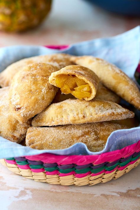 Pineapple Empanadas (Empanadas de Cerveza de Piña) Pineapple Empanadas, Vegan Empanadas, Ripe Pineapple, Vegan Mexican Recipes, Plant Based Cookbook, Vegan Mexican, Savory Vegan, Unsweetened Almond Milk, Vegan Butter