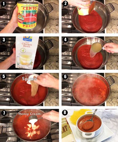 Canned Tomato Puree Recipes, Tomato Soup With Tomato Puree, Tomato Soup Without Blender, How To Make Tomato Soup From Sauce, Tomato Soup No Dairy, Tomato Soup Out Of Tomato Sauce, Homemade Condensed Tomato Soup, Quick Tomato Soup Recipe, Tomato Soup Easy Canned Tomato Sauce