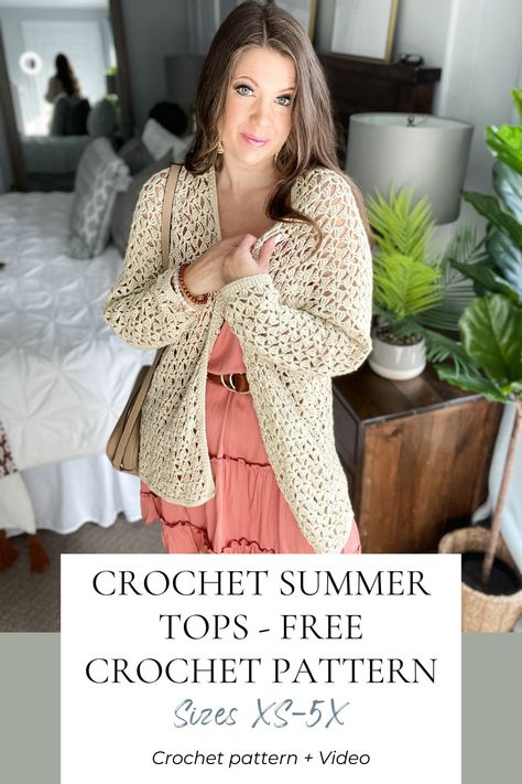 Crochet an easy lacy Spring cardigan crochet pattern. Easy crochet summer top construction worked from the side across in 2 pieces. free crochet pattern. Free Crochet Summer Cardigan Patterns, Crochet Lightweight Cardigan, Crochet Lace Cardigan Pattern Free, Summer Cardigan Crochet Pattern Free, Crochet Summer Cardigan Pattern Free, Crochet Summer Cardigan Pattern, Crocheting Cardigan, Summer Cardigan Crochet, Crochet Summer Cardigan