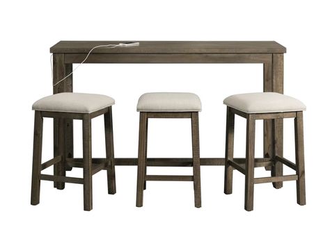 Three Posts™ Kenworthy Multipurpose 4 Piece Dining Set | Wayfair Bar Table Set, Apartment Decoration, Bar Table Sets, Solid Wood Dining Set, Built In Shelves, Transitional Design, Upholstered Seating, Counter Height, Dining Room Sets