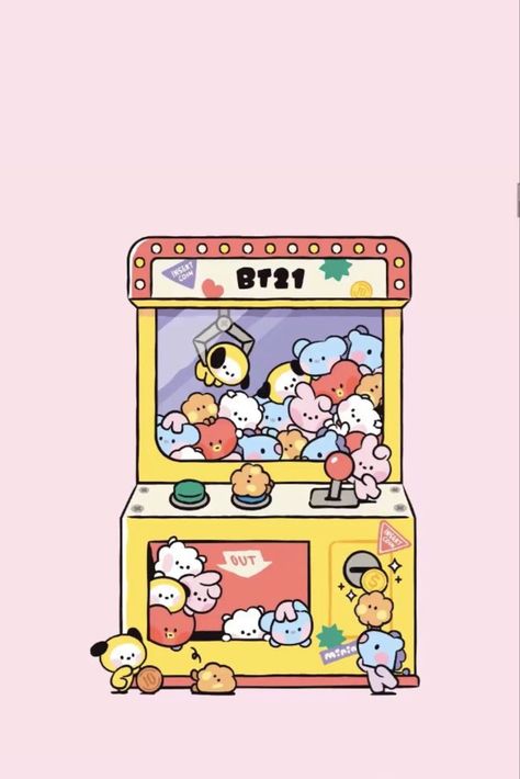 Wallpaper, cute, BTS Claw Machine, Wallpaper Cute, Vending Machine, Kirby, Paper Dolls, Typography Design, Cute Wallpapers, Cute Art, Doodles