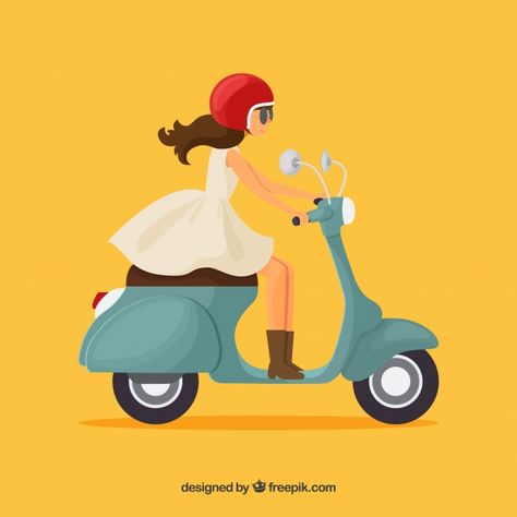 Girl on scooter | Free Vector #Freepik #freevector #freecar #freetravel #freegirl #freeroad Vespa Illustration, Bird Silhouette Art, Logo Moto, Vespa Girl, Scooter Girl, Vespa Scooters, Bird Silhouette, Illustration Vintage, Sepeda Motor