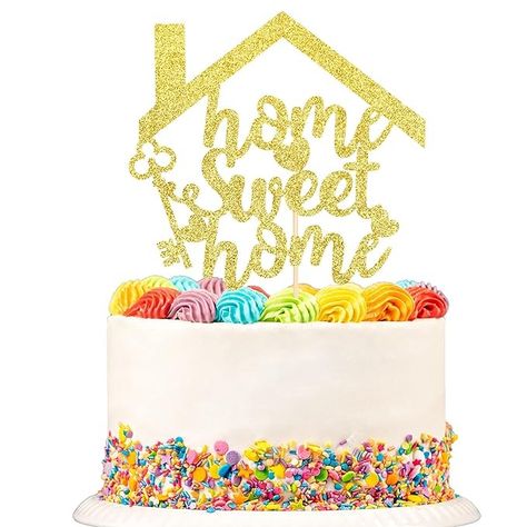 Amazon.com: 1 PCS Home Sweet Home Cake Topper Gold Glitter Housewarming Cake Pick Decorations for New Home Theme Party Supplies : Grocery & Gourmet Food Housewarming Cakes, Home Sweet Home Cake, Housewarming Cake, Home Cake, Housewarming Decorations, Home Themes, Cake Picks, Event Themes, Gourmet Food