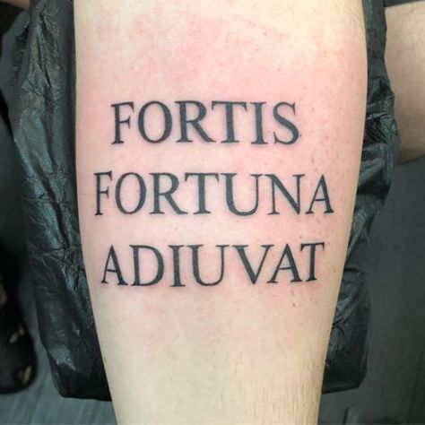 Audentes Fortuna Iuvat Tattoo, Fortis Fortuna Adiuvat Tattoo, Tattoo Carpe Diem, Dragon Head Tattoo, Loyalty Tattoo, Heaven Tattoos, Text Tattoo, Bear Silhouette, Old Tattoos