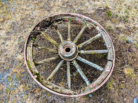 Wagon Wheel Ideas Diy Projects, Steel Wagon Wheel Ideas, Old Wagon Wheel Ideas Yards, Old Wheel Ideas, Wagon Wheel Decor Indoor, Metal Wagon Wheel Ideas, Old Wagon Wheel Ideas, Wagon Wheel Decor Outdoor, Wagon Wheel Garden