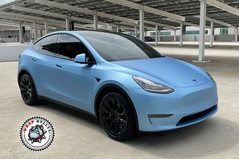 Avery Matte Metallic Frosty Blue – Wrap Bullys Tesla Suv, Tesla Wrap, Matte Cars, Car Paint Colors, Grey Car, Vehicle Wrap, Luxury Car Interior, Car Wraps, Tesla Car