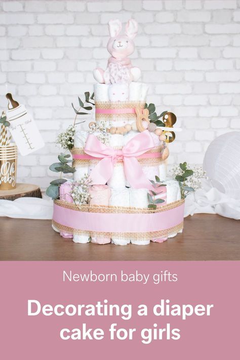 Baby Boy Sip And See, Baby Shower Nappy Cake, Baby Nappy Cakes, Diy Diaper Cake, Girl Diaper Cake, Nappy Cake, Useful Items, Nappy Cakes