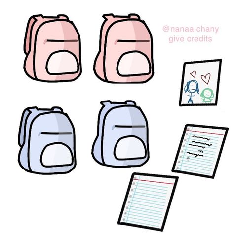 Backpack Drawing, Gacha Props, Drawing Accessories, Props Art, Background Images For Editing, Anime Accessories, Cute Kawaii Drawings, Chibi Drawings, Anime Drawings Tutorials