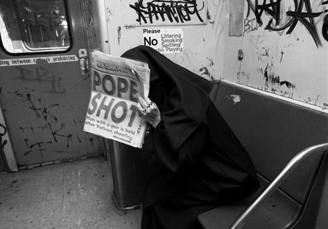 NYC Vintage: NYC Vintage Image Of The Day: What Better Than A Nun? Subway People, New York 80s, 80s Black And White, Ny Subway, New York Pictures, New York Subway, U Bahn, New York Life, Nyc Subway