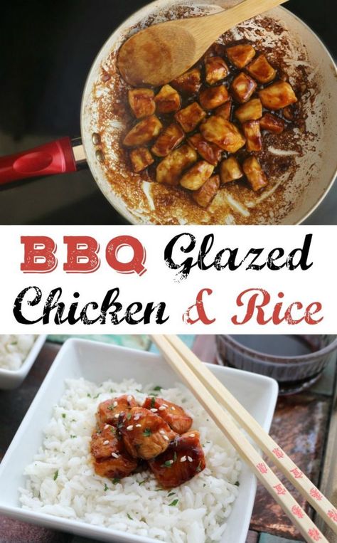 Bbq Glazed Chicken, Easy Bbq Chicken, Chicken And Rice Recipe, Chicken Over Rice, Work Food, Chicken Rice Bowls, Easy Rice, Rice Recipes For Dinner, Rice Dinner