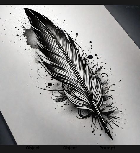 Women Tattoos Ribs, Quill Tattoos For Writers, Gg Tattoo, Tattoo Plume, Feather Tat, Quill Tattoo, Air Symbol, Arm Tattoos Drawing, Feather Drawing