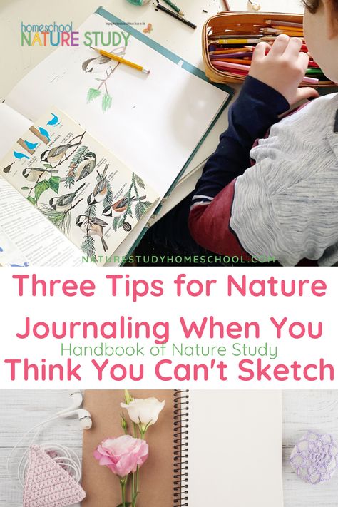 3 Tips for Nature Journaling When You Think You Can’t Sketch - Taking it one page at a time, you will build a treasured spot for your nature study and outdoor memories. Improve Your Drawing Skills, Improve Your Drawing, Homeschool Nature Study, Nature Journaling, Types Of Journals, Geometric Nature, Pressed Flower Crafts, Nature Sketch, Small Journal