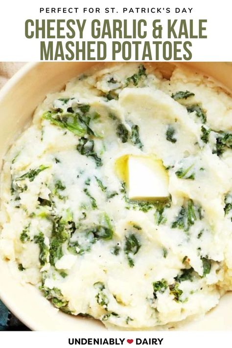 Mashed Potato Recipe, Garlic Kale, Baked Kale, Cheese Mashed Potatoes, Turn Up The Volume, Mashed Potato Recipes, Potato Recipe, Mashed Potato, No Dairy Recipes