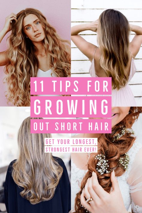 11 Tips for Growing out Short Hair: Stop Breakage and Start Growing! Growing out short hair is not easy for everyone, but with a little commitment and following these steps you'll have your longest, strongest hair ever. Best hair growth tips to help you reach your hair goals.   #shorthair #hairjourney #hairgrowth #hairgrowthjourney #growyourhair Grow Out Bleached Hair, Growing Out Hair Tips, Growing Short Hair, Longest Hair, Growing Out Hair, Growing Out Short Hair, Growing Your Hair Out, Hair Growth Secrets, How To Grow Your Hair Faster