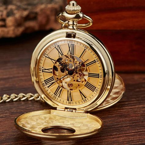 Vintage 2 Sides Open Case Mechanical Men's Watch Double Face Roman Dial Clock Hand Wind Pocket Watch With FOB Chain Gift|Pocket & Fob Watches| - AliExpress Skeleton Pocket Watch, Mechanical Pocket Watch, Mechanical Hand, Attract Men, Vintage Pocket Watch, Fob Watch, Clock Hands, Presents For Him, Double Face