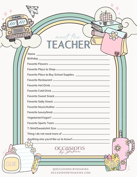 Teacher Survey Free Download Teacher Interest Survey, Teacher Likes Survey, Free Get To Know You Printable, Teacher Favorites Printable Free, Teacher Likes Survey Free Printable, Teacher Favorite Things Printable, Teacher Survey For Gifts, Get To Know Your Teacher Printable, Teacher Get To Know Me