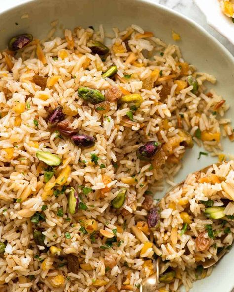 Arabisk Mad, Nuts And Dried Fruit, Feasting Table, Seasoned Rice Recipes, Pilaf Recipes, Rice Side, Recipetin Eats, Rice Side Dishes, Rice Pilaf