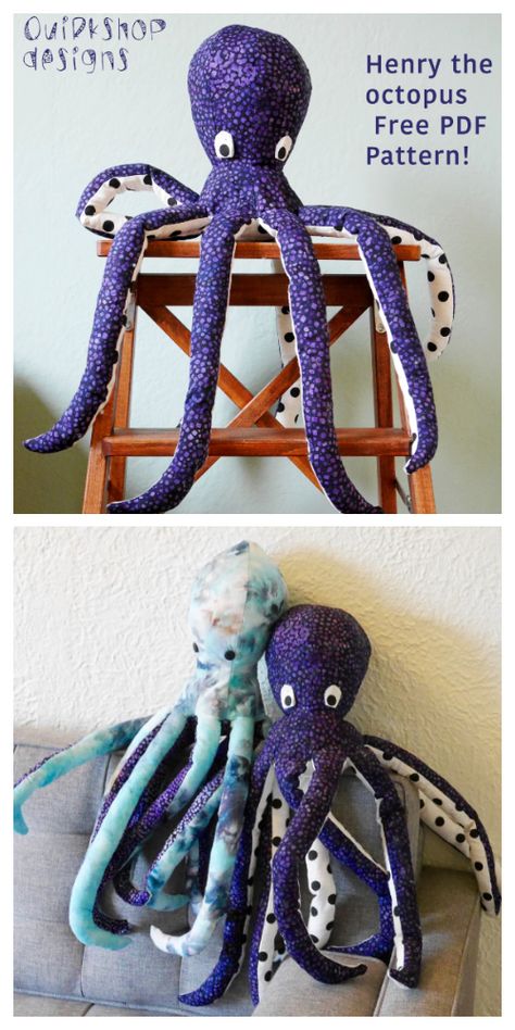 DIY Fabric Toy Octopus Free Sewing Patterns | Fabric Art DIY Craft Shelf, Toy Octopus, Fabric Art Diy, Cloth Patterns, Sewing Machine Projects, Soft Toy Patterns, Winter Face, Cute Sewing Projects, Fabric Sewing Patterns