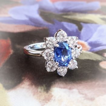 Estate Sapphire Diamond Ring Circa 1990's Blue Sapphire Diamond Halo Cocktail Birthstone Anniversary Engagement Ring 18k White Gold Blue Sapphire Diamond, Sapphire Diamond Ring, Deco Engagement Ring, Shiny Things, Halo Diamond Ring, Sapphire Jewelry, Diamond Halo, Sapphire Diamond, Perfect Ring