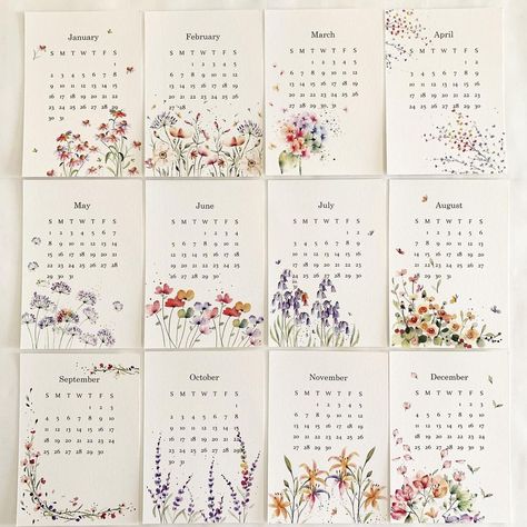 Calendar Design Inspiration, Calendar Designs, Watercolor Calendar, Kalender Design, 달력 디자인, Postage Stamp Design, Sticker Design Inspiration, Calendar Craft, Calendar Layout