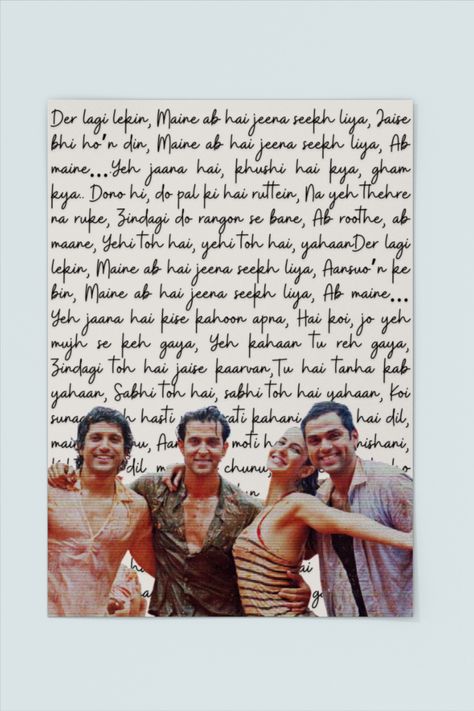 Znmd Quotes Wallpaper, Yjhd Wallpapers, Zindagi Na Milegi Dobara Aesthetic, Bollywood Aesthetic Wallpaper, Yjhd Aesthetic, Song Lyrics Typography, Zindagi Na Milegi Dobara, Lyrics Typography, Vintage Bollywood Aesthetic