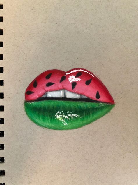 Prismacolor realistic watermlom lips Lips Eating Fruit Drawing, Art Things, Watermelon, Bucket List, Lips, Fruit, Quick Saves, Art