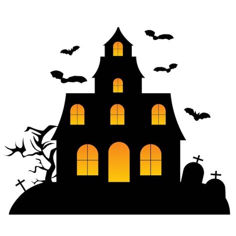 Siluetas de halloween de la casa embruja... | Premium Vector #Freepik #vector #casa-ilustracion #casa-dibujo #horror #casa-embrujada Cute Horror Art, Dibujos Halloween, Scary House, Illustration Invitation, Horror Design, Halloween Bulletin Boards, Scary Houses, Haunted House Halloween, Casa Halloween