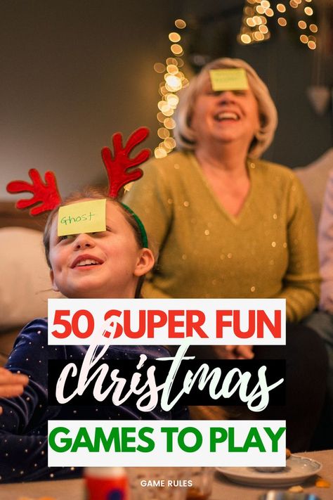 Looking for some fun Christmas game ideas? We've got you with this list of the best Christmas games for family. Christmas Party Games For Large Crowd, Funny Christmas Games Families, Christmas Games For Family Funny Fun Hilarious, Christmas Family Games Ideas, Family Christmas Games For All Ages, Christmas Games For Family With Prizes, Games To Play At Parties, Games For Christmas Party Families Fun, Xmas Games For Family