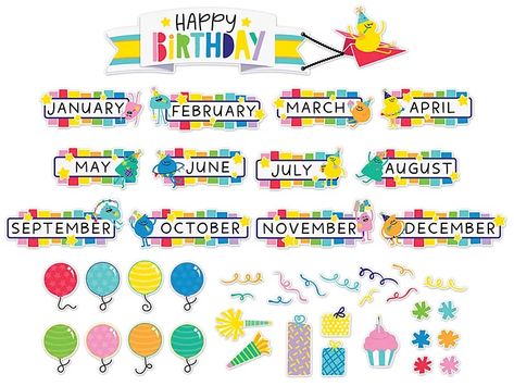 Birthday Bulletin Board, Emotions Preschool, Birthday Bulletin, Birthday Bulletin Boards, Party Horns, Lakeshore Learning, Future School, Bulletin Board Sets, Classroom Display