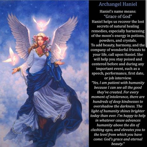 List Of Archangels, Angel Haniel, Archangel Haniel, 7 Chakras Meditation, Archangel Prayers, Healing Angels, Sacred Geometry Tattoo, Sacred Geometry Art, Ascended Masters