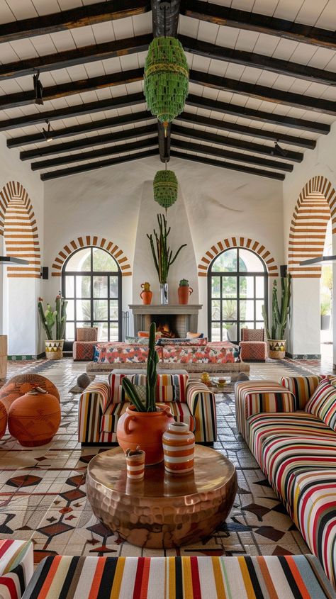 Dreamscapes Ranks #1 in Interior Design Style—And a Sneak Peek at My Next Book! — Living Bright Interiors Colourful Combinations, Desert Cabin, Creative Seating, Mexican Interiors, Pastel Interior, Modern Mexican, Hacienda Style, Gathering Place, Latest Design Trends