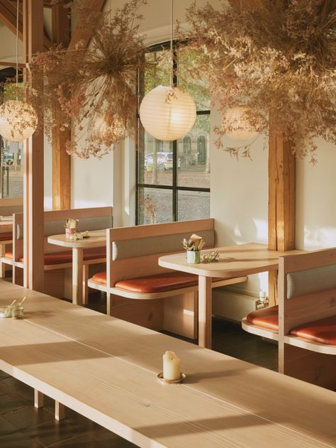 Danish Light: 8 Ideas to Steal from a New Restaurant in Copenhagen by a Studio on the Rise - Remodelista Bars Interior, Bar Restaurant Design, Architecture Restaurant, Organic Restaurant, Japanese Joinery, Danish Lighting, Decoration Restaurant, Bespoke Interiors, Cafe Interior Design