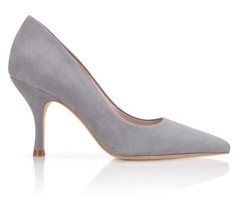 Emmy Olivia Heels in SteelGrey mid heel court shoe. 	Purchase Worn by Autumn Phillips on:1 April 2018 - Easter Workwear Wardrobe, Fifties Fashion, Court Heels, Suede Clutch, Bespoke Shoes, 1 April, London Shoes, Wide Fit Shoes, Occasion Shoes