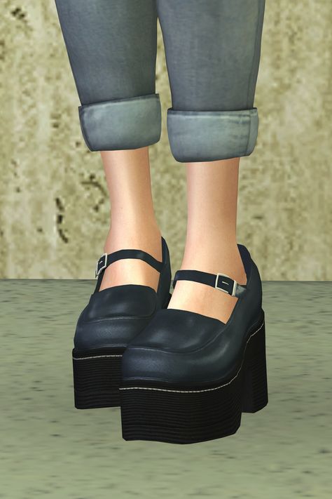 Emo Shoes, Emo Boots, Cc Shoes, Mary Jane Platform Shoes, Sims 4 Cc Shoes, Platform Mary Janes, Sims 4 Clothing, Mary Jane Heels, Sims 4 Cc