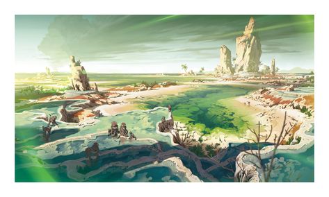 ArtStation - Paradise Shore, Lorenzo Lanfranconi Location Inspiration, Landscape Concept, Fantasy City, Biome, Fantasy Setting, Fantasy Places, Landscape Scenery, Fantasy Art Landscapes, Fantasy Concept Art