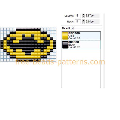 Free perler beads pony beads seed beads pattern Batman logo 18 x 11 2 colors - free perler beads patterns fuse beads Hama Beads Melted Beads, Beads Perler, Pony Bead Projects, Seed Bead Bracelet Patterns, Pony Bead Crafts, Beads Pattern, Beads Patterns, Fuse Bead Patterns, Pony Bead Patterns