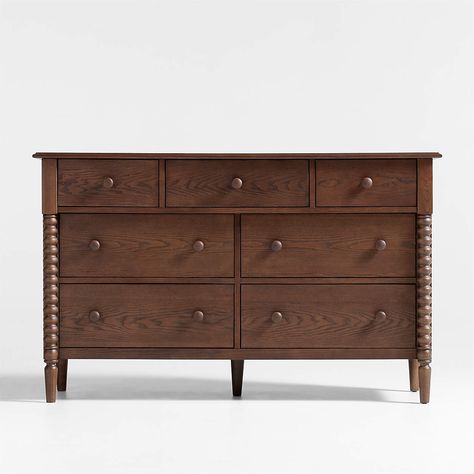 Jenny Lind Deep Brown Wood Wide 7-Drawer Kids Dresser + Reviews | Crate & Kids Dark Wood Crib And Dresser, Dark Wood Dresser, Big Kid Bedroom, Kids Dresser, Jenny Lind, Wide Dresser, 7 Drawer Dresser, Opera Singer, Kids Dressers